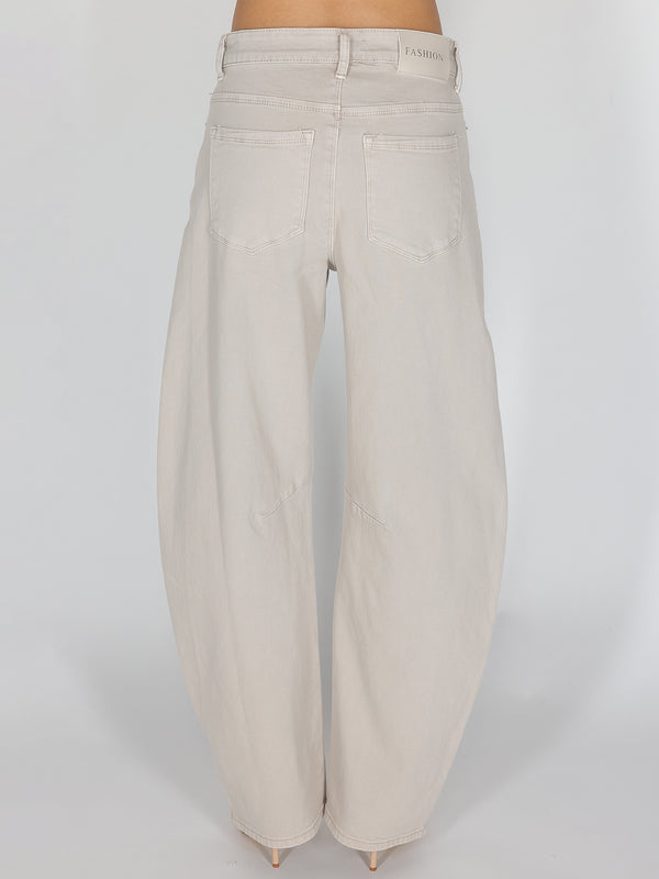 Jeans gamba larga Beige