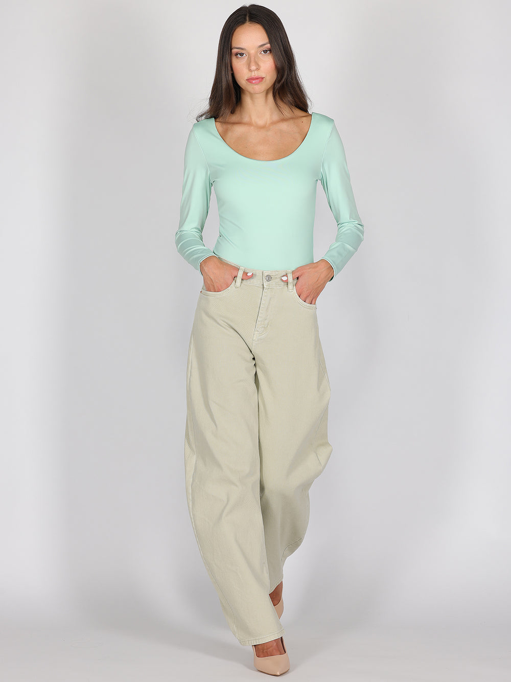 Jeans Verde gamba larga