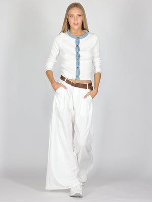 Pantalone palazzo ampi con cintura