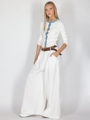 Pantalone palazzo ampi con cintura