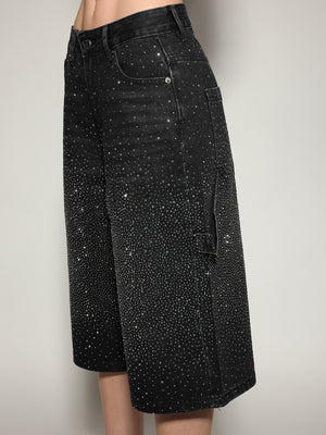 Bermuda jeans Nero strass