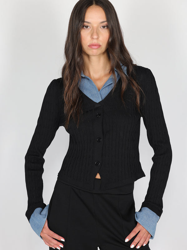 Maglia con dettaglio jeans