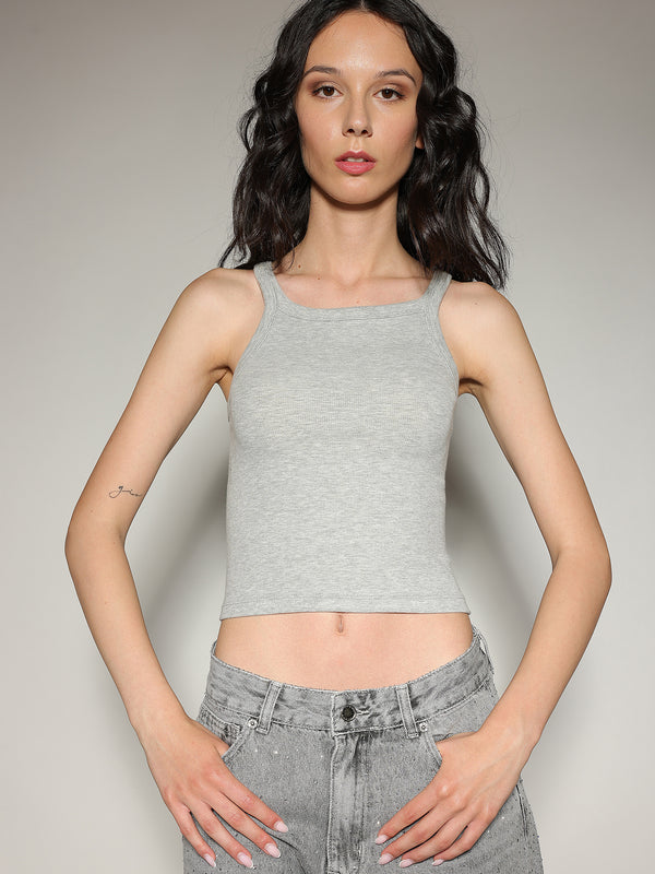 Top a costina Grigio