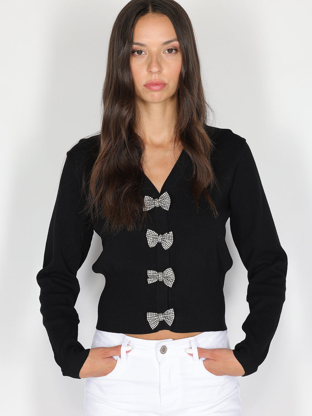 Maglia con fiocchi in strass