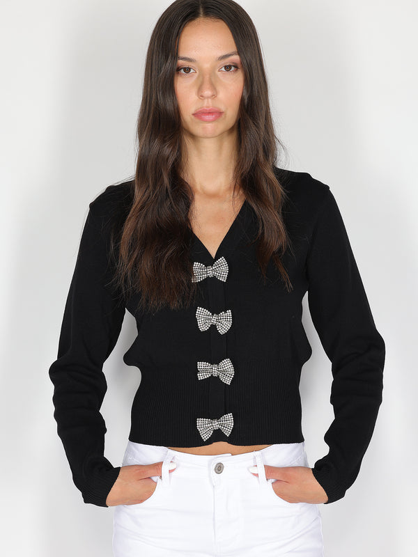 Maglia con fiocchi in strass