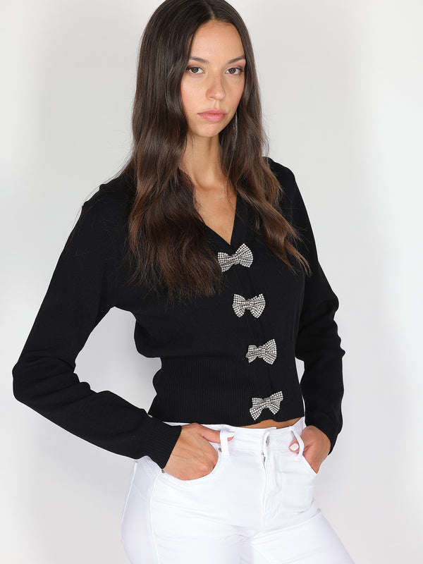 Maglia con fiocchi in strass