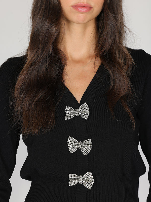Maglia con fiocchi in strass