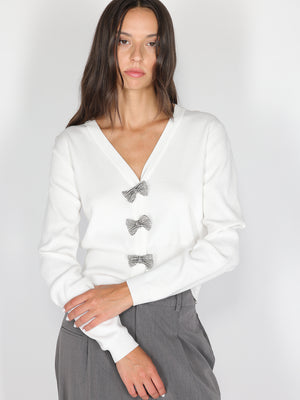 Maglia con fiocchi in strass