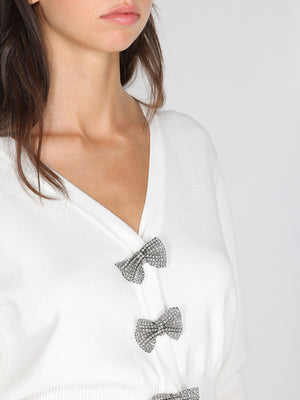 Maglia con fiocchi in strass