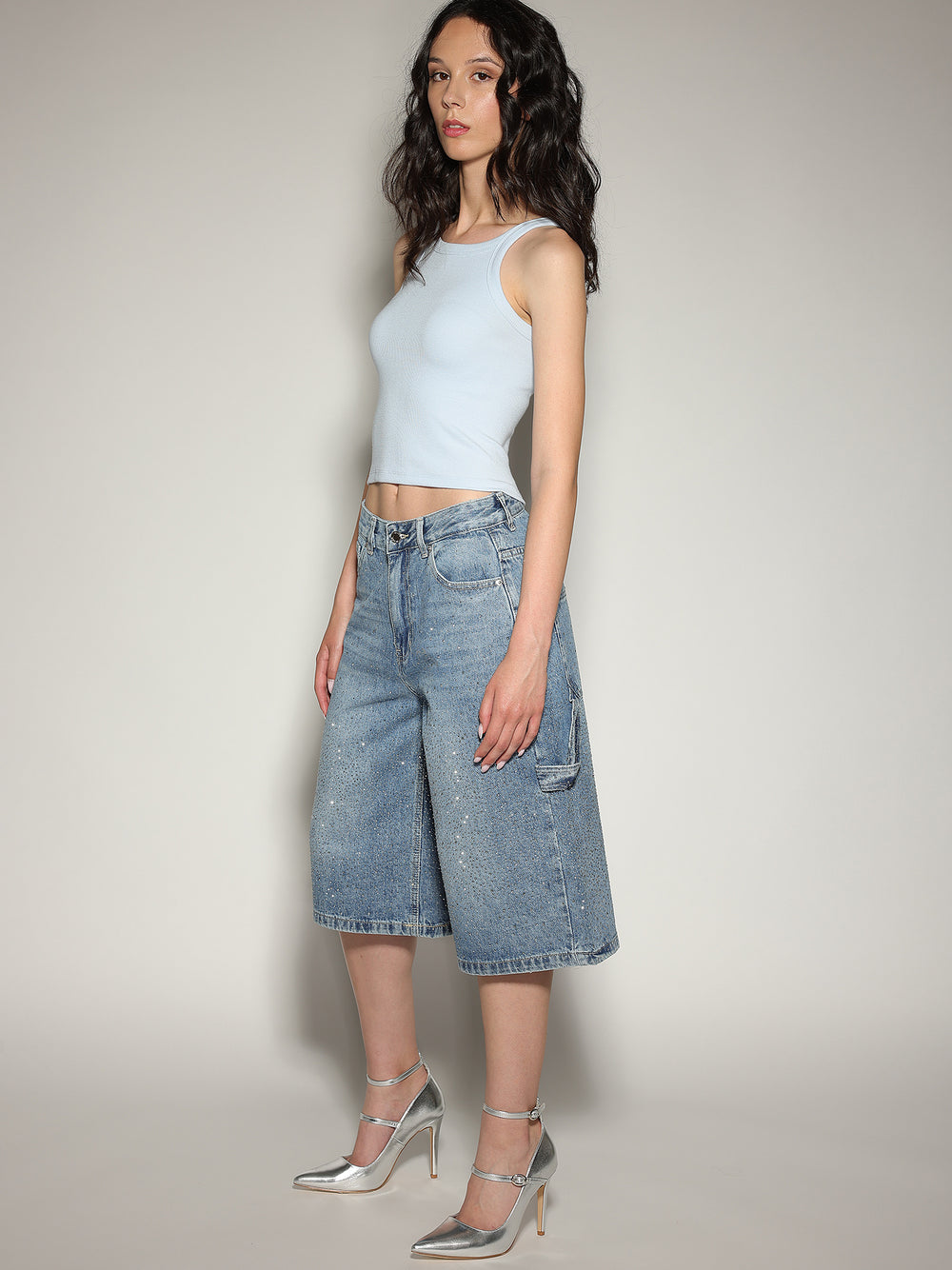 Bermuda jeans strass
