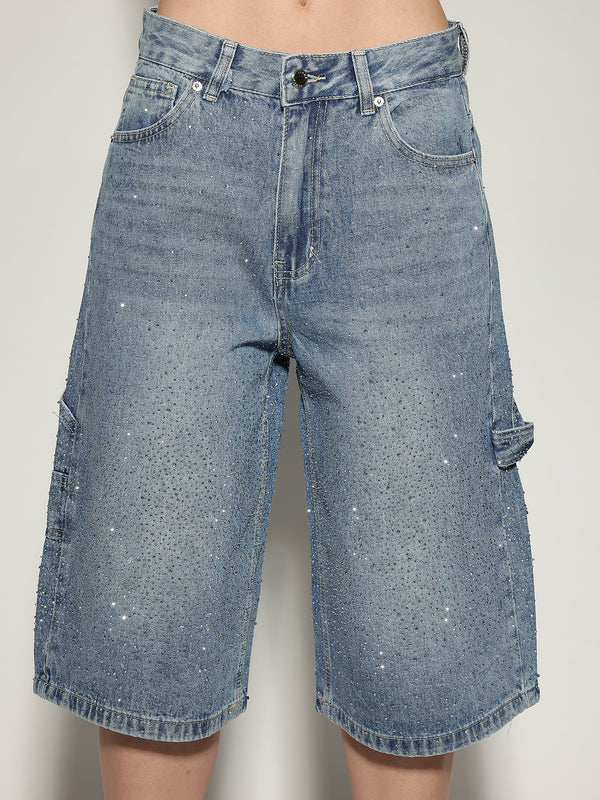 Bermuda jeans strass