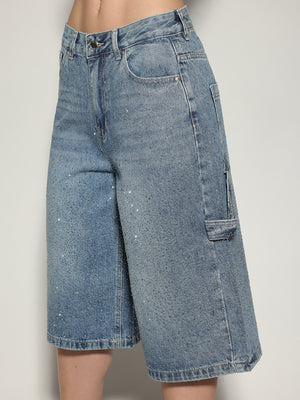 Bermuda jeans strass