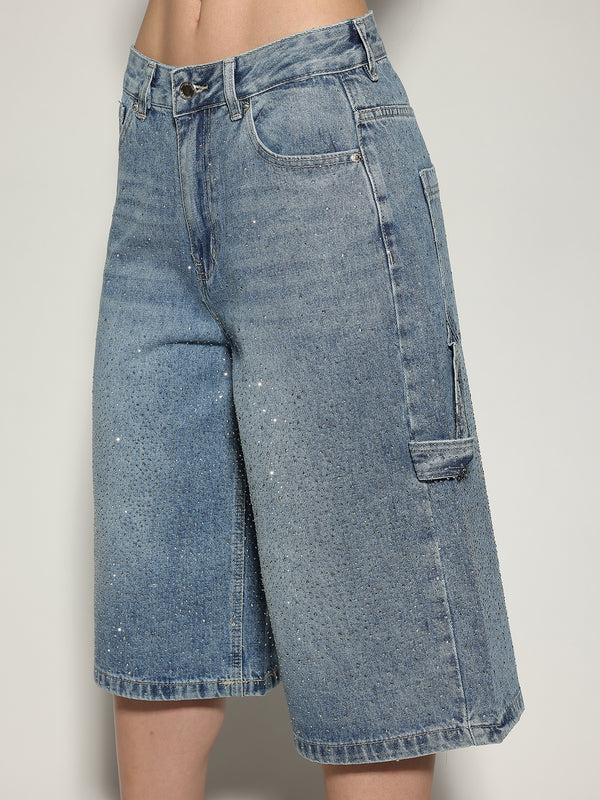 Bermuda jeans strass