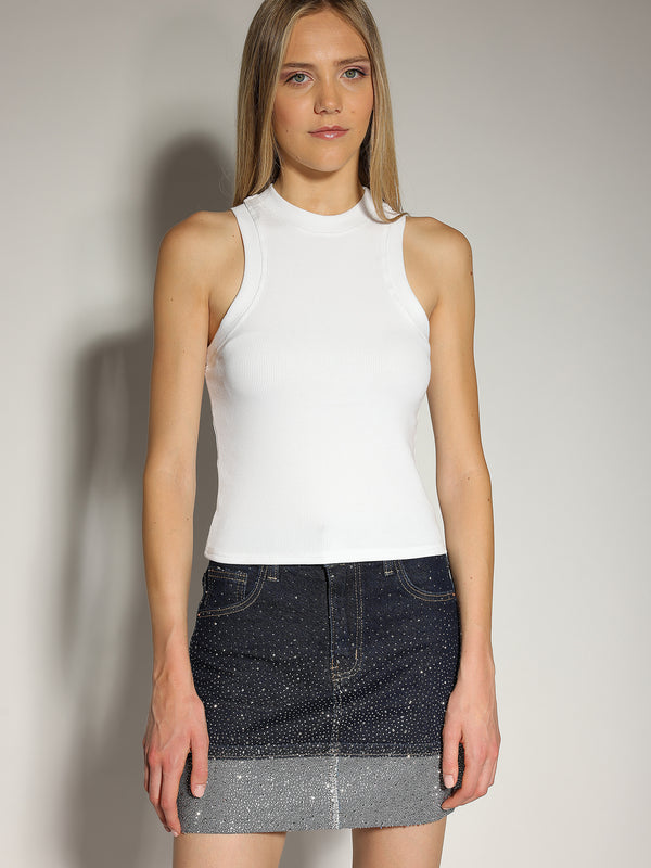 Top a costina Bianco