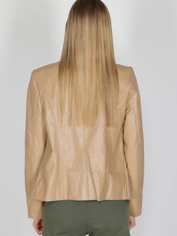 Giacca Cammello ecopelle con zip