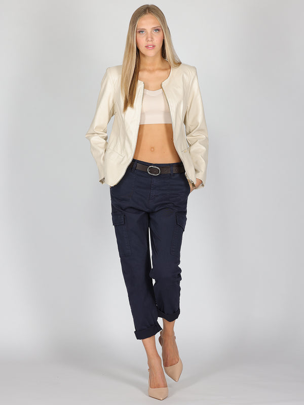 Giacca Beige ecopelle con zip
