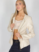 Giacca Beige ecopelle con zip