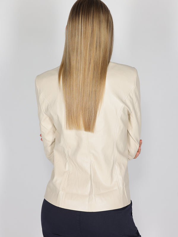 Giacca Beige ecopelle con zip