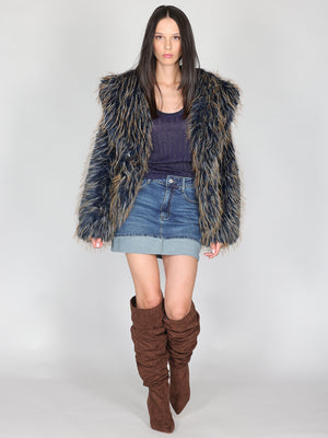 Minigonna jeans con risvolto