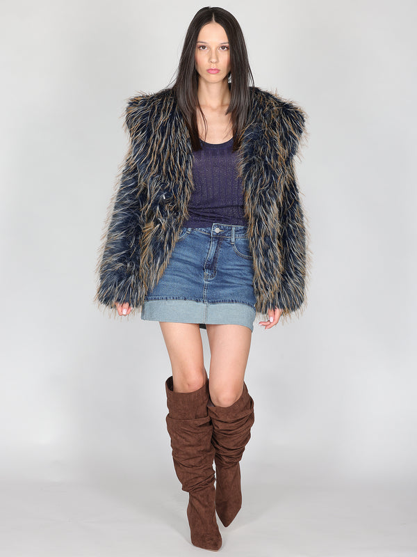 Minigonna jeans con risvolto