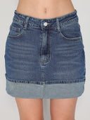 Minigonna jeans con risvolto