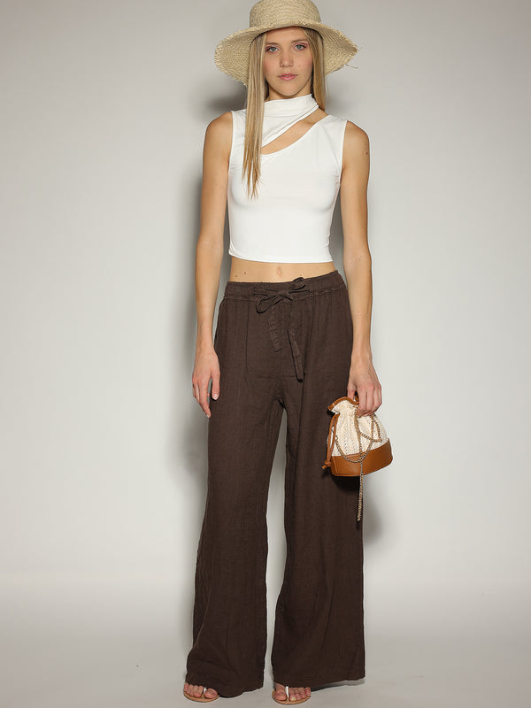 Pantalone Cacao in lino
