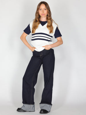 Jeans palazzo con risvolto