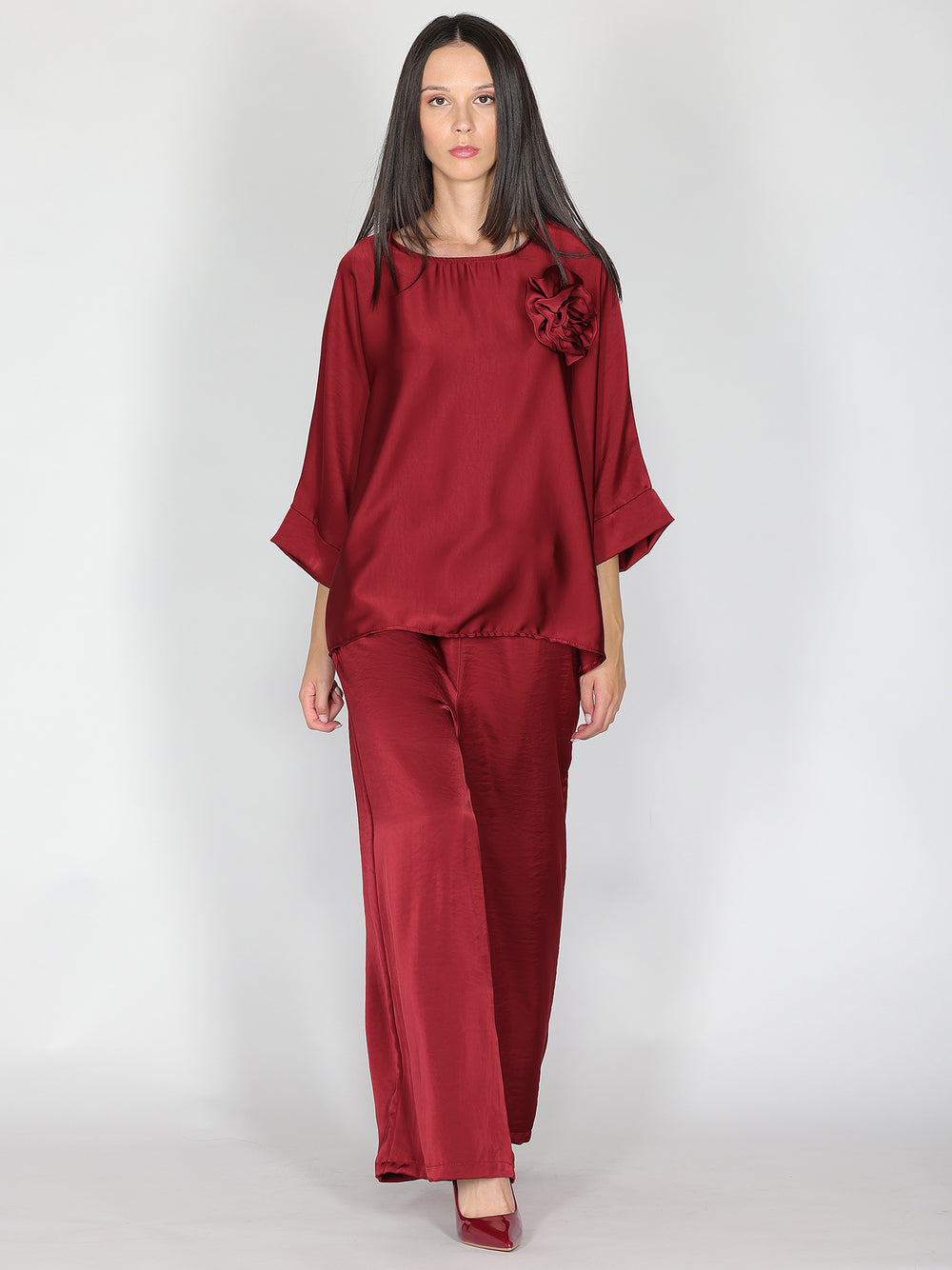 Pantalone in raso palazzo