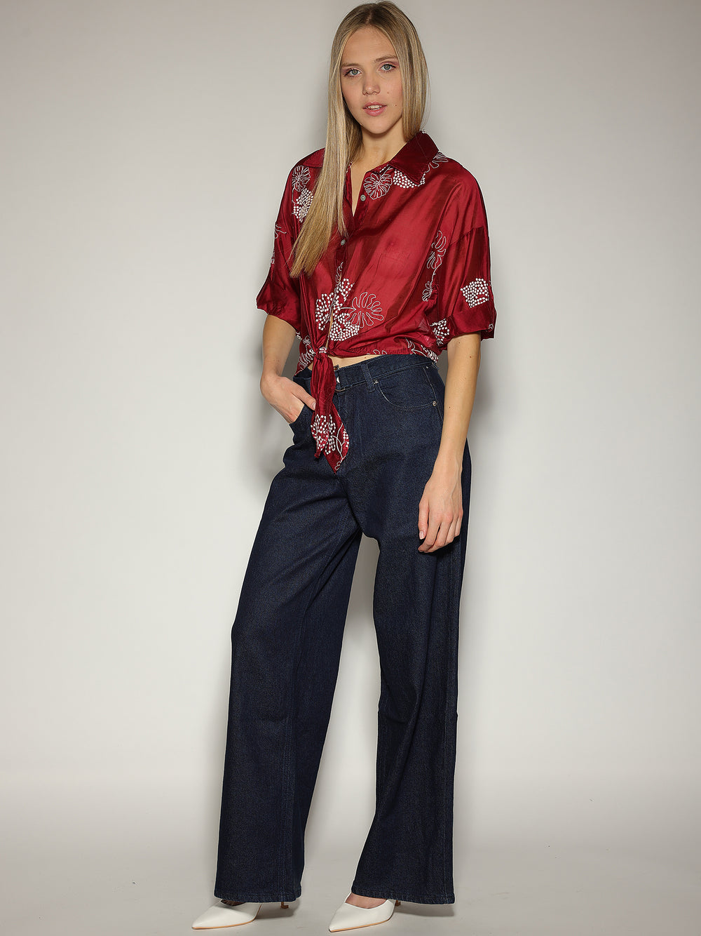 Jeans palazzo con cintura