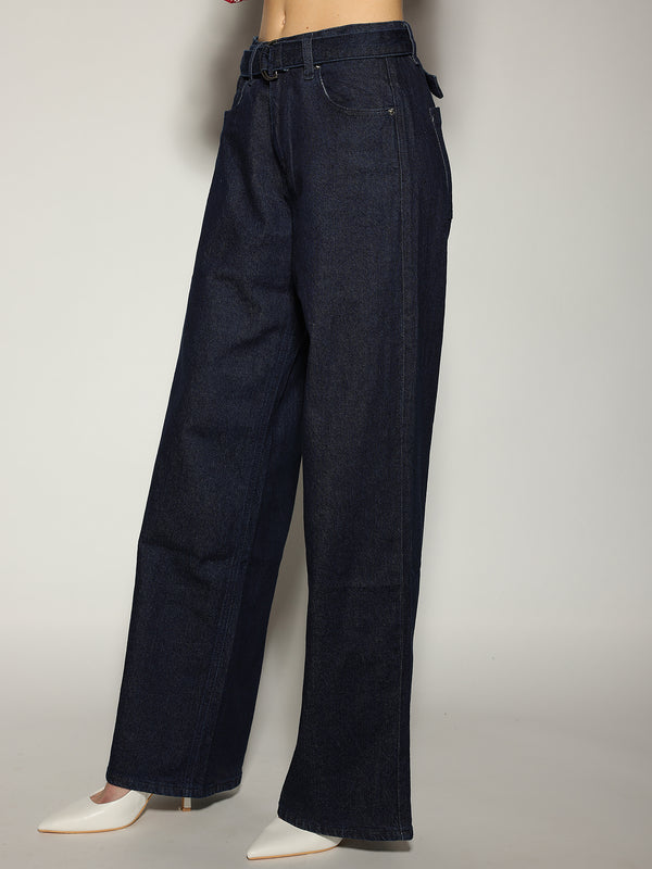 Jeans palazzo con cintura