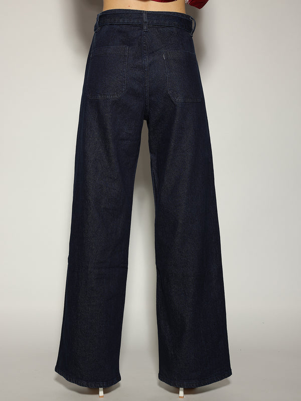 Jeans palazzo con cintura