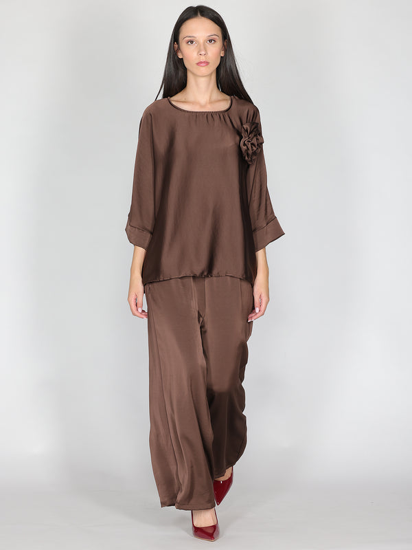 Pantalone in raso palazzo