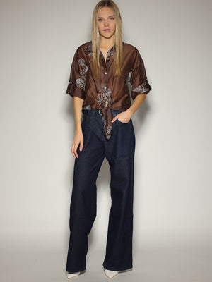 Camicia Cacao con ricami