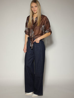 Camicia Cacao con ricami