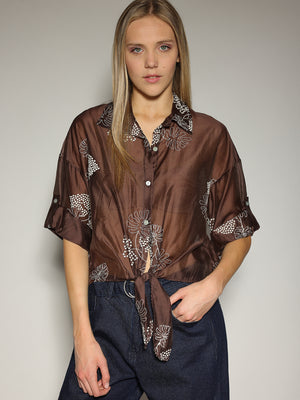 Camicia Cacao con ricami