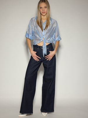 Camicia Azzurro con ricami
