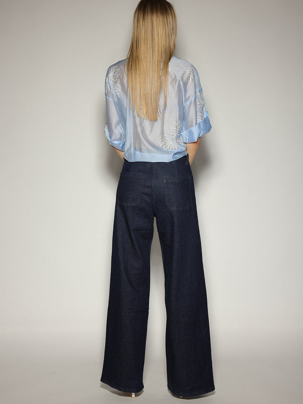 Camicia Azzurro con ricami