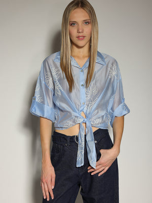 Camicia Azzurro con ricami