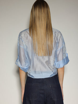Camicia Azzurro con ricami
