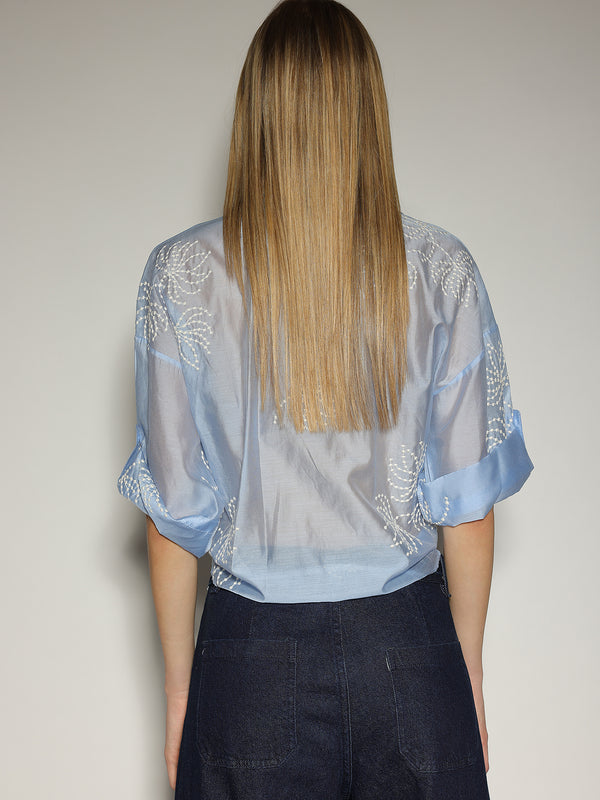 Camicia Azzurro con ricami