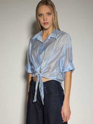 Camicia Azzurro con ricami