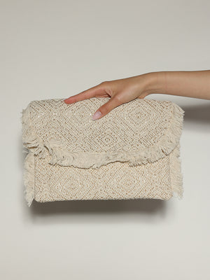 Borsa Panna in fantasia lurex con frange