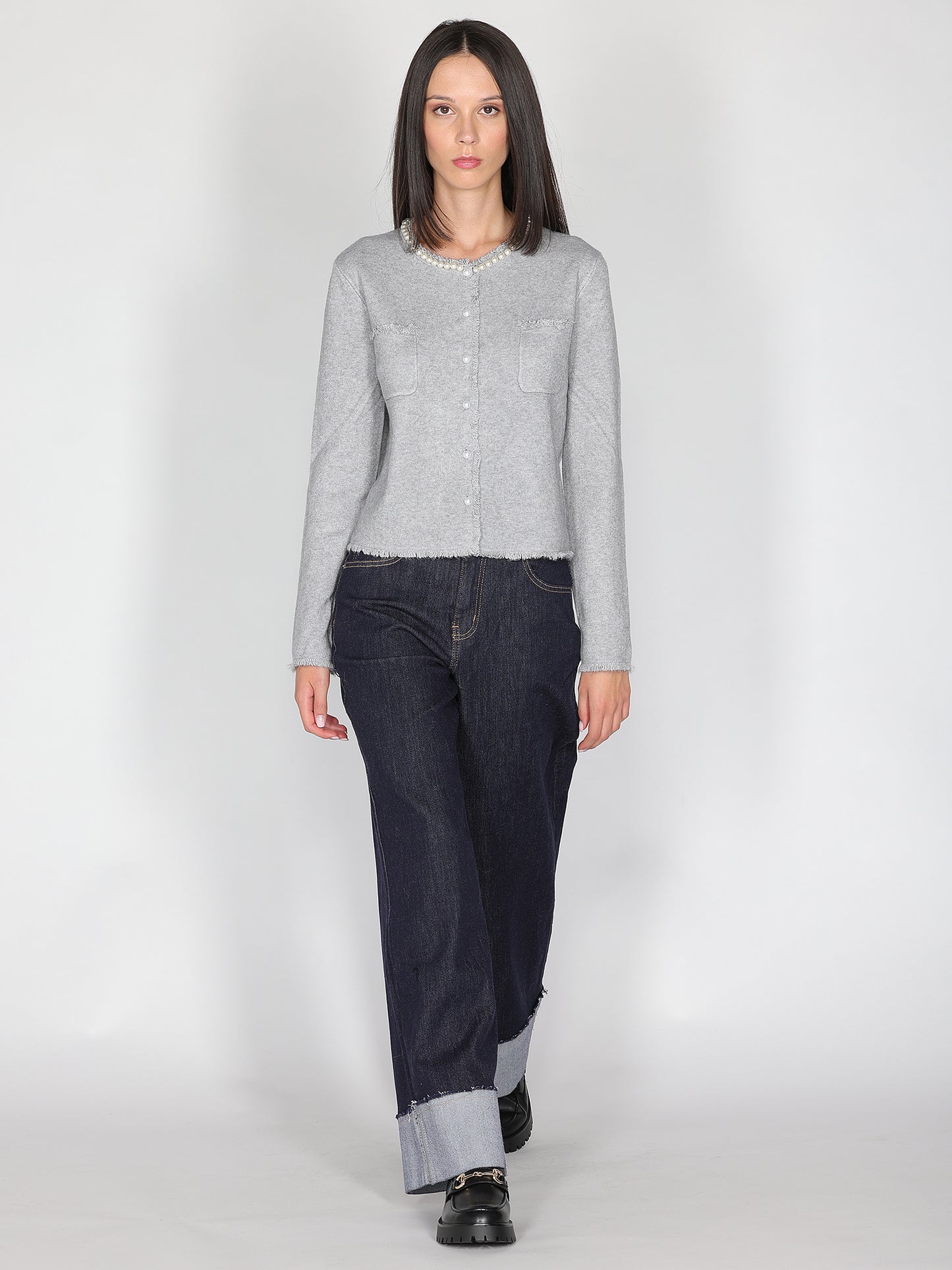 Jeans a palazzo con risvolto