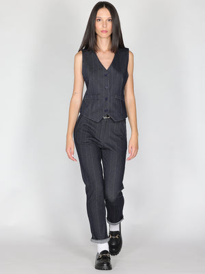 Gilet in chambray a righe