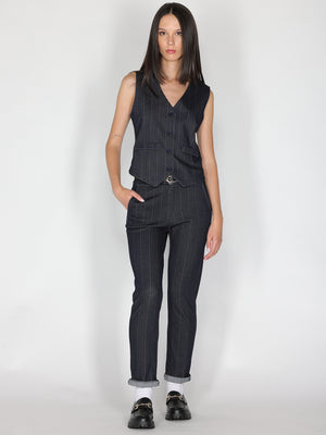 Gilet in chambray a righe