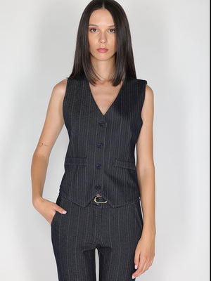 Gilet in chambray a righe