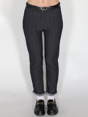 Pantalone in chambray a righe