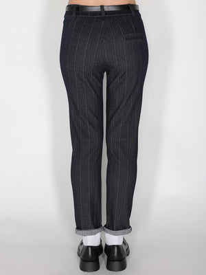 Pantalone in chambray a righe