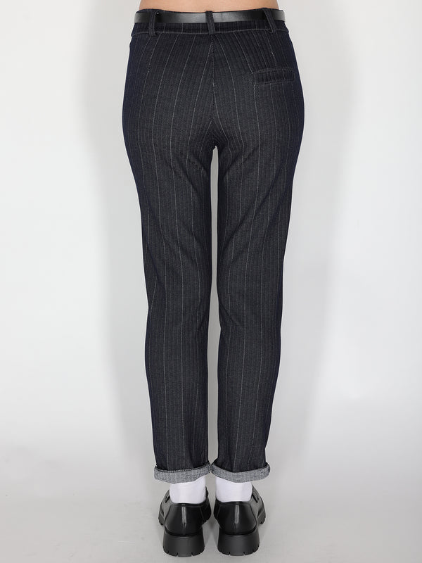 Pantalone in chambray a righe