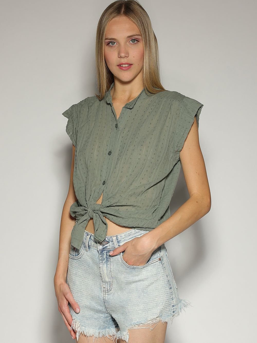 Camicia Verde con richiamo puntinato